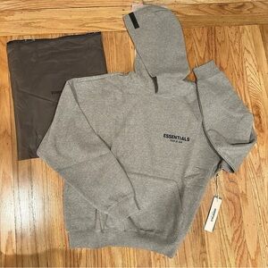 Essentials Gray Pullover Hoodie with Small Chest Logo